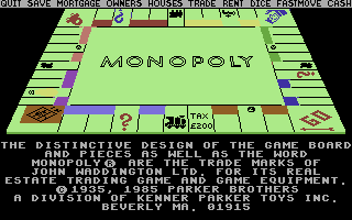Waddingtons Deluxe Monopoly screenshot 3 for Commodore 64